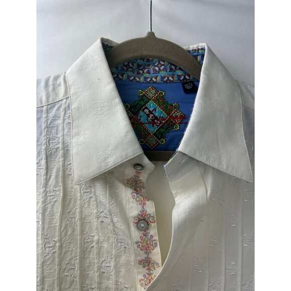 Robert Graham Men's Size XL Embroidery Shirt White Long Sleeve - Picture 13 of 16
